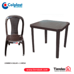 COMBO MESA COLPLAST FREEDOM WENGUE REF 000195+SILLA CRYSTAL WENGUE COLPLAST S/BRAZO ESPALDAR MALLA PELIETIZADA  REF  1042
