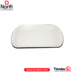 BANDEJA/REFRACTARIA RECTANGULAR PELTRE 43x28 BLANCA BORDE AZUL REF  1228
