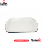 BANDEJA REFRACTARIA RECTANGULAR PELTRE 48x30 BLANCA BORDE AZUL REF  1232