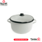 OLLA BLANCA 20 C/ TAPA VIDRIO PELTRE