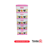 PRACTIMUEBLE DUBAI DECORATIVO 5 NIVELES RATTAN ROSA-ANIMALES REF 390ORD5N01